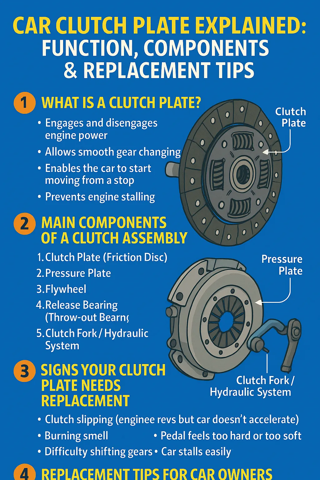 Car Clutch Plate Explained: Function, Components & Replacement Tips